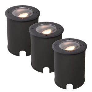 HOFTRONIC™ Set van 3 Lilly dimbare LED Grondspot - Kantelbaar - Overrijdbaar - Rond - 2700K warm wit - IP67 waterdicht - 3 jaar garantie - Zwart ~ Spinze.nl