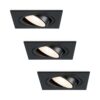 HOFTRONIC™ Set van 3 dimbare LED inbouwspots Mallorca zwart vierkant - Kantelbaar - 5 Watt - IP20 - 4000K Neutraal wit - GU10 armatuur - spotjes plafond ~ Spinze.nl