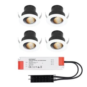 HOFTRONIC™ Set van 4 12V 3W - Mini LED Inbouwspot - Wit - Kantelbaar & verzonken - Verandaverlichting - IP44 voor buiten - 2700K - Warm wit ~ Spinze.nl