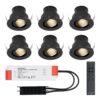 HOFTRONIC™ Set van 6 12V 3W - Mini LED Inbouwspot - Zwart - Dimbaar - Kantelbaar & verzonken - Verandaverlichting - IP44 voor buiten - 2700K - Warm wit ~ Spinze.nl