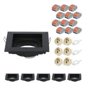 HOFTRONIC™ Set van 6 Altos LED inbouwspots - Kantelbaar armatuur - GU10 fitting - Vierkante inbouwspot voor binnen - Zwart ~ Spinze.nl