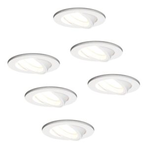 HOFTRONIC™ Set van 6 Dublin LED dimbare inbouwspot - Kantelbaar - Daglicht wit 6000K - incl. GU10 spot - Wit plafondspot - IP20 voor binnen ~ Spinze.nl