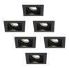 HOFTRONIC™ Set van 6 Fresno LED inbouwspots vierkant - Kantelbaar - 5W 400lm - GU10 4000K Neutraal wit Dimbaar - Zwart - IP20 Plafondspots voor binnen ~ Spinze.nl