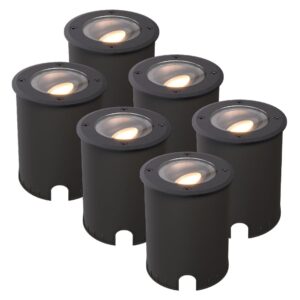 HOFTRONIC™ Set van 6 Lilly dimbare LED Grondspot - Kantelbaar - Overrijdbaar - Rond - 2700K warm wit - IP67 waterdicht - 3 jaar garantie - Zwart ~ Spinze.nl