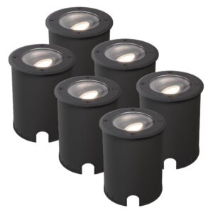 HOFTRONIC™ Set van 6 Lilly dimbare LED Grondspot - Kantelbaar - Overrijdbaar - Rond - 4000K neutraal wit - IP67 waterdicht - 3 jaar garantie - Zwart ~ Spinze.nl