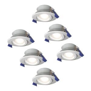 HOFTRONIC™ Set van 6 Lima LED inbouwspots - Kantelbaar - 6000K - Daglicht wit - IP65 waterdicht en stofdicht - Buiten - Badkamer - GU10 verwisselbare lichtbron - 5 Watt - Veiligheidsglas - Wit - 2 jaar garantie ~ Spinze.nl
