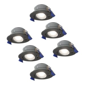 HOFTRONIC™ Set van 6 Lima LED inbouwspots - Kantelbaar - 6000K - Daglicht wit - IP65 waterdicht en stofdicht - Buiten - Badkamer - GU10 verwisselbare lichtbron - 5 Watt - Veiligheidsglas - Zwart - 2 jaar garantie ~ Spinze.nl
