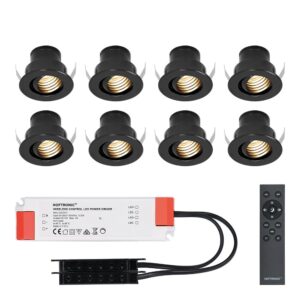 HOFTRONIC™ Set van 8 12V 3W - Mini LED Inbouwspot - Zwart - Dimbaar - Kantelbaar & verzonken - Verandaverlichting - IP44 voor buiten - 2700K - Warm wit ~ Spinze.nl