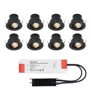 HOFTRONIC™ Set van 8 12V 3W - Mini LED Inbouwspot - Zwart - Kantelbaar & verzonken - Verandaverlichting - IP44 voor buiten - 2700K - Warm wit ~ Spinze.nl