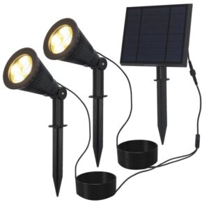 HOFTRONIC™ Solar LED Tuinspot Bend Duo met los zonnepaneel 3000K warm wit Prikspot ~ Spinze.nl