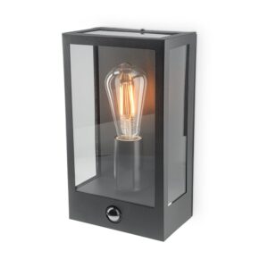 HOFTRONIC™ Stella PIR LED wandlamp - bewegingssensor - schemerschakelaar - excl. E27 lichtbron - max. 60 watt - IP44 - Zwart - voor buiten ~ Spinze.nl