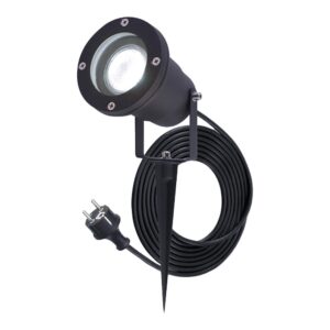 HOFTRONIC™ Sydney Prikspot - GU10 - Plug & Play - Daglicht wit 6000K - 5 Watt - Voor buiten - Priklamp - Zwart - Grondspies - 1.5 meter netsnoer ~ Spinze.nl