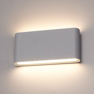 Hofronic Dallas M dimbare LED wandlamp - 3000K warm wit - 12 watt - Up & Down light - Voor binnen en buiten - Grijs ~ Spinze.nl