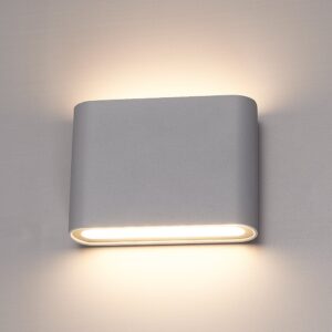 Hofronic Dallas S dimbare LED wandlamp - 3000K warm wit - 6 Watt - Up & down light - IP54 voor binnen en buiten - Tweezijdige muurlamp - Grijs ~ Spinze.nl