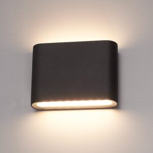 Hofronic Dallas S dimbare LED wandlamp - 3000K warm wit - 6 Watt - Up & down light - IP54 voor binnen en buiten - Tweezijdige muurlamp - Zwart ~ Spinze.nl