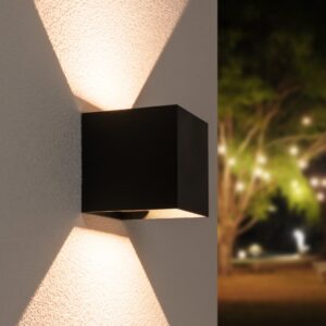 Hofronic Kansas LED wandlamp - IP65 - 3000K warm wit - 7 watt - Up & down light - Kubus - Voor buiten en binnen - Zwart ~ Spinze.nl