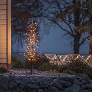Konstsmide Kerstboom met verlichting voor buiten - 240 LED&apos;s - 2200K Amber - 1.5 meter hoogte - Zwart - Vuurvlieg effect ~ Spinze.nl