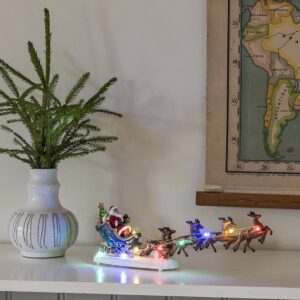 Konstsmide Kerstfiguur voor binnen - Kerstman in een slee met rendieren - 10 LEDs - 14 x 36 cm - Meerkleurig - Werkt op batterijen - Kerstverlichting ~ Spinze.nl