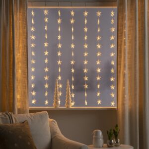 Konstsmide Lichtgordijn met sterren voor binnen - Sterren - Extra warm wit - 1.4 x 1.2 meter - 120 LEDs - Kerstverlichting ~ Spinze.nl
