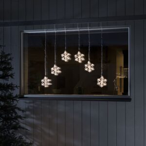 Konstsmide Lichtgordijn voor buiten - 6 sneeuwvlokken - 48 LEDs - Warm wit - Dimbaar - 0.9 meter - Kerstverlichting ~ Spinze.nl