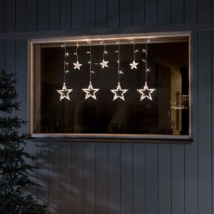 Konstsmide Set van 2 Lichtgordijnen voor buiten - 7 sterren - Extra warm wit - 0.9 meter - 77 LEDs - Kerstverlichting - Raamverlichting ~ Spinze.nl