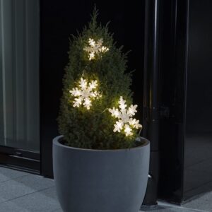 Konstsmide Verlicht Kerstfiguur voor buiten - Sneeuwvlokken - 15 LEDs - Warm wit - 0.7 meter - IP44 - Timer - Batterijen - Kerstverlichting ~ Spinze.nl