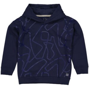LEVV Little Jongens sweater - Gilius - AOP streep donker blauw ~ Spinze.nl