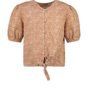 Like Flo Meisjes blouse met knoop - Camel ~ Spinze.nl