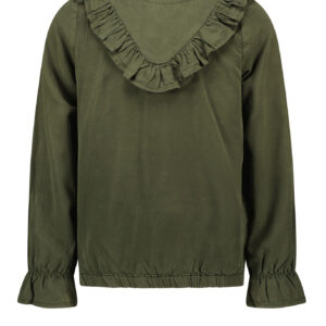 Like Flo Meisjes blouse ruffel - Army ~ Spinze.nl