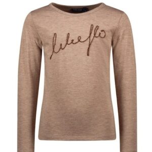 Like Flo Meisjes shirt lurex jersey - Taupe ~ Spinze.nl