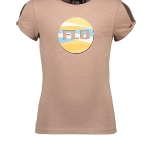 Like Flo Meisjes t-shirt open schouder - Taupe ~ Spinze.nl