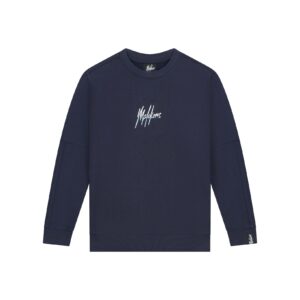 Malelions Sweater Split essentials - Navy blauw / Licht blauw ~ Spinze.nl