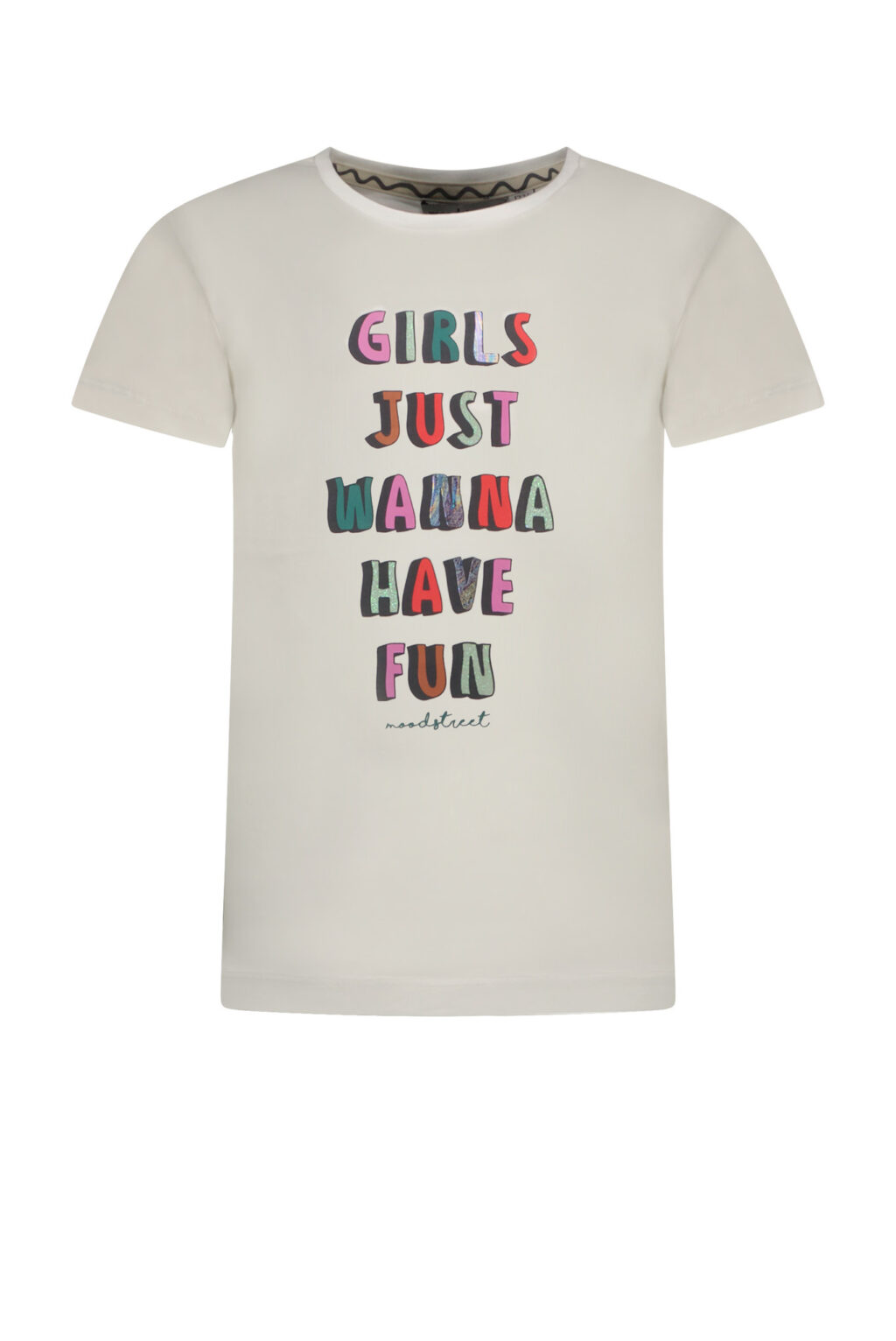 Moodstreet Meisjes t-shirt tekst - Warm wit ~ Spinze.nl