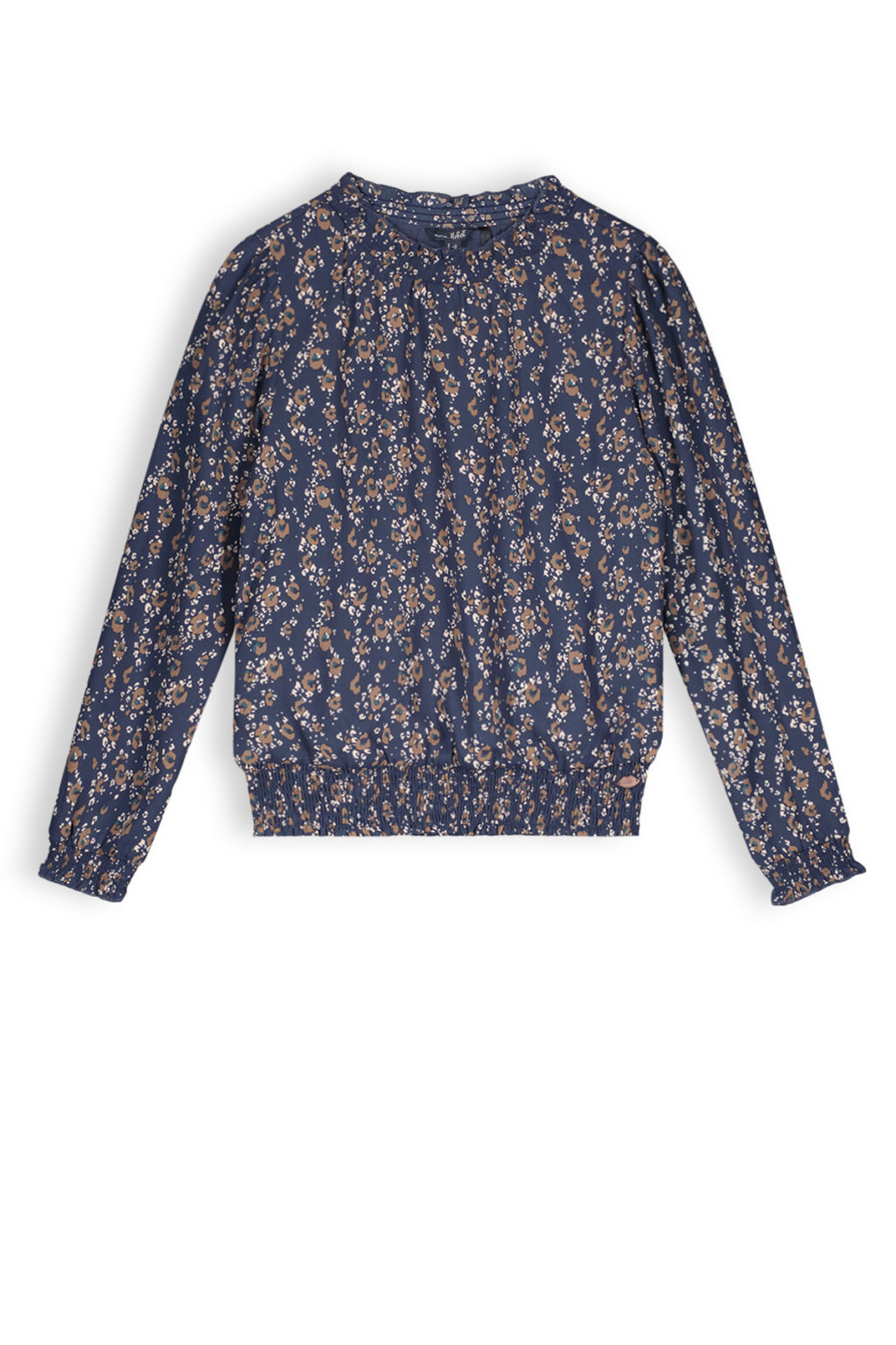 NoBell Meisjes blouse print - Tipi - Navy blauw ~ Spinze.nl