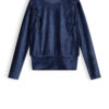 NoBell Meisjes shirt velours jersey rib - Kex - Navy blauw ~ Spinze.nl