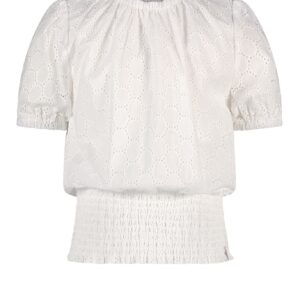 NoNo Meisjes blouse - Tomma - Pearled ivory ~ Spinze.nl