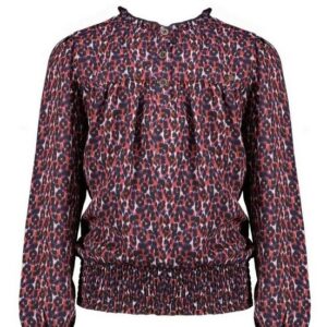 NoNo Meisjes blouse batik luipaard AOP - Tessa - Vintage roze ~ Spinze.nl