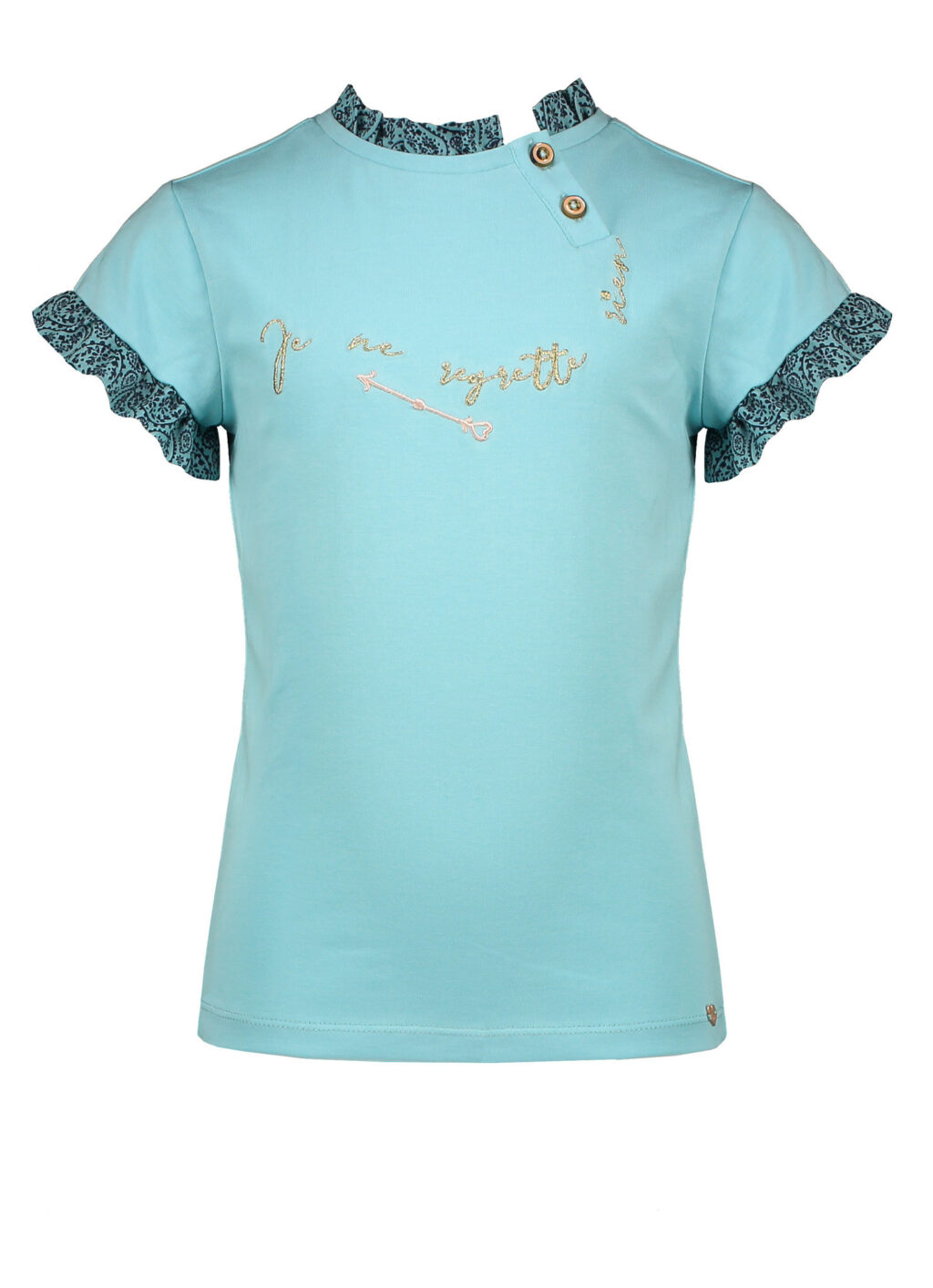 NoNo Meisjes t-shirt - Kimy - Licht Turquoise ~ Spinze.nl