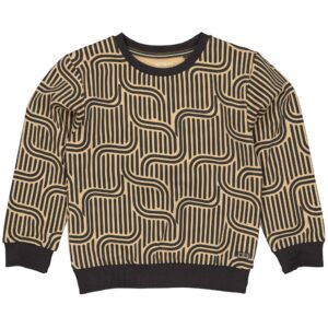 Quapi Jongens sweater - Aleso - AOP geomatric metaal grijs ~ Spinze.nl