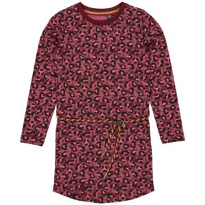 Quapi Meisjes jurk - Adella - AOP luipaard roze ~ Spinze.nl