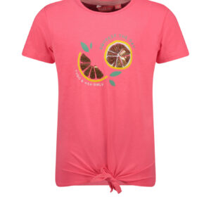 Tygo & Vito Meisjes t-shirt met knoop - Deep roze ~ Spinze.nl