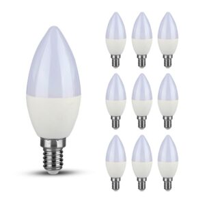 V-TAC Set van 10 LED Lamp met Samsung chip 7 Watt E14 Plastic 6400K ~ Spinze.nl