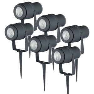 V-TAC Set van 6 LED aluminium prikspots 12 Watt 720 lumen 4000K IP65 waterdicht - Grijs ~ Spinze.nl
