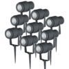 V-TAC Set van 9 LED aluminium prikspots 12 Watt 720 lumen 4000K IP65 waterdicht - Grijs ~ Spinze.nl