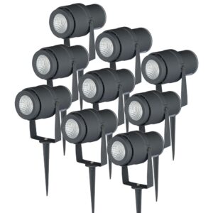 V-TAC Set van 9 LED aluminium prikspots 12 Watt 720 lumen 4000K IP65 waterdicht - Grijs ~ Spinze.nl