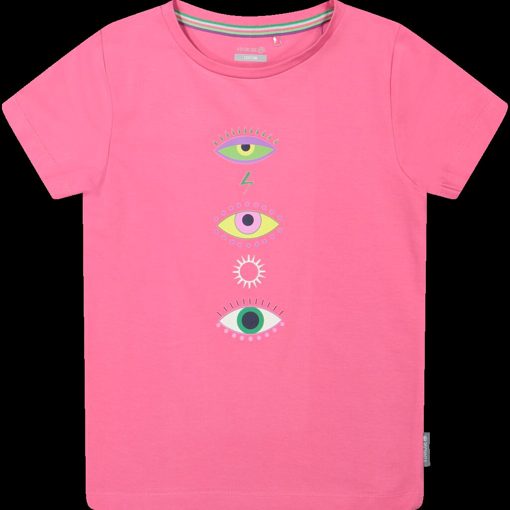 Vinrose Meisjes t-shirt - Hot roze ~ Spinze.nl