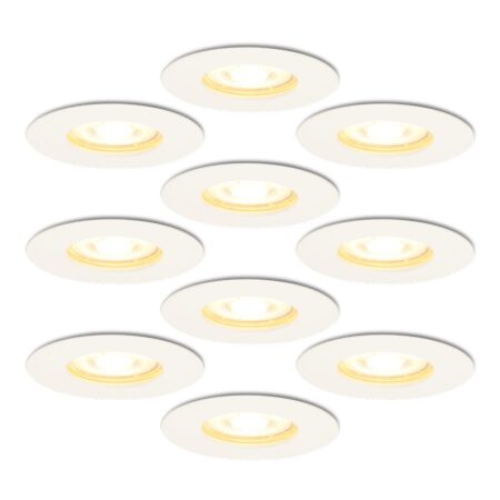 10x Bari inbouwspots - 4 Watt 345 lumen - 2700K warm wit - Dimbaar - IP65 - Wit - voor binnen en buiten - GU10 fitting | HOFTRONIC