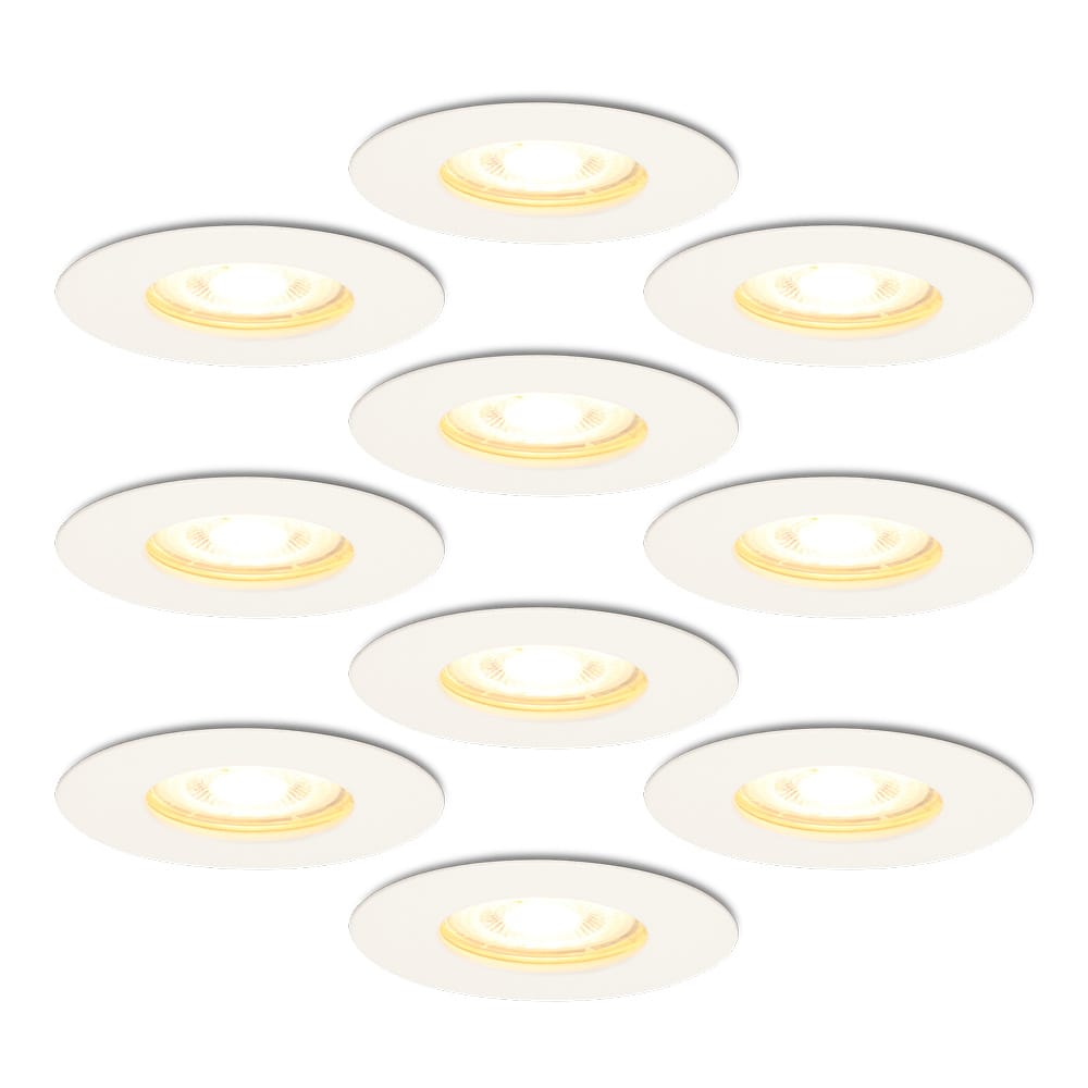 10x Bari inbouwspots - 4 Watt 345 lumen - 2700K warm wit - Dimbaar - IP65 - Wit - voor binnen en buiten - GU10 fitting | HOFTRONIC