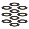 10x Bari inbouwspots - 4 Watt 345 lumen - 2700K warm wit - Dimbaar - IP65 - Zwart - voor binnen en buiten - GU10 fitting | HOFTRONIC
