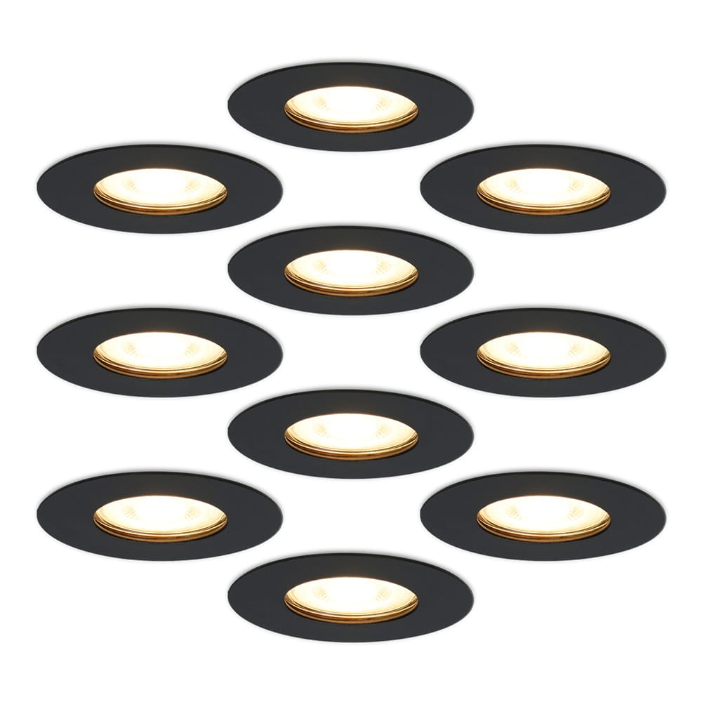 10x Bari inbouwspots - 4 Watt 345 lumen - 2700K warm wit - Dimbaar - IP65 - Zwart - voor binnen en buiten - GU10 fitting | HOFTRONIC
